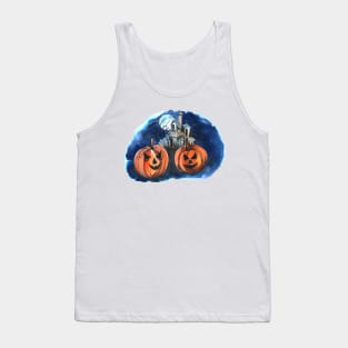 Halloween Night Pumpkin watercolor Tank Top